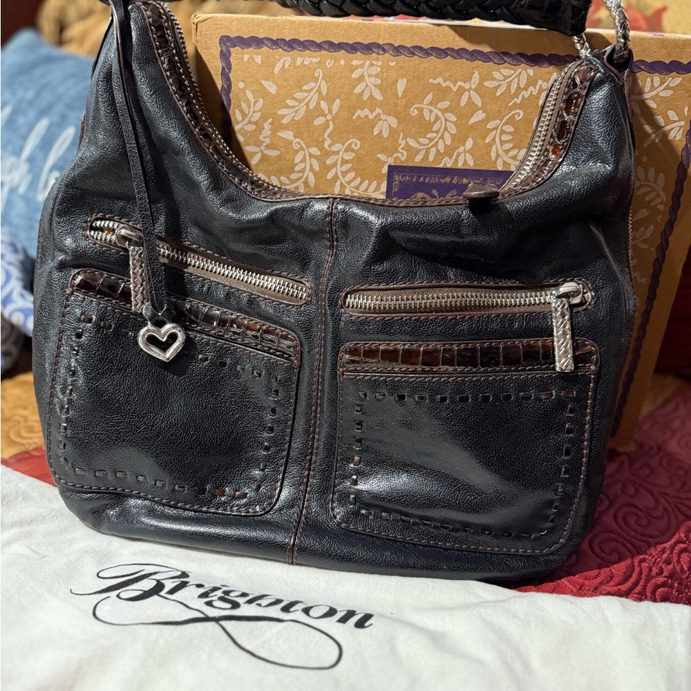 Brighton Black and Brown Leather Handbag